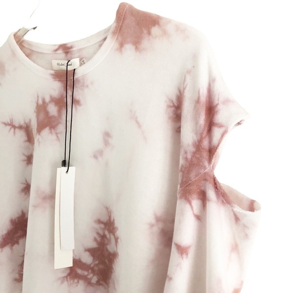 Mustard Seed Tie Dye Cream Pink Cold Shoulder Sweatshirt Size Small NWT - Picture 5 of 9